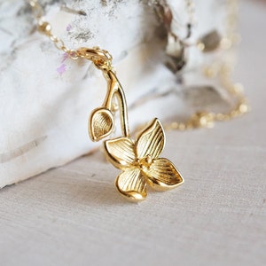 Gold Dogwood Flower Necklace