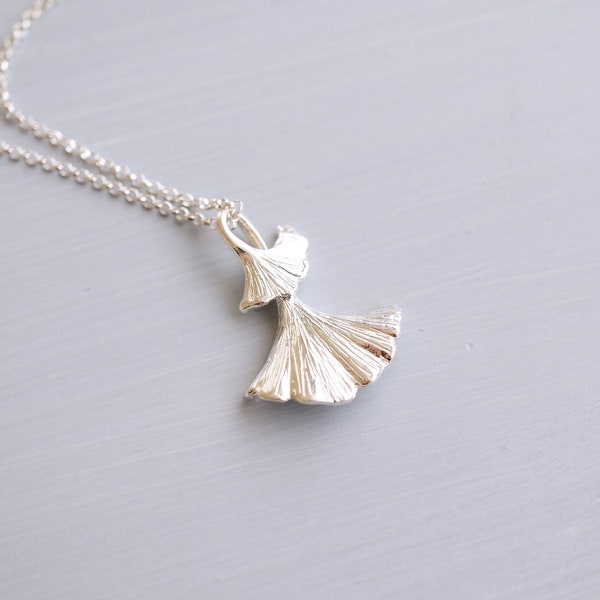 Sterling Silver Ginkgo Leaf Necklace