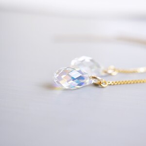 Gold Rainbow Swarovski Crystal Threader Earrings image 3