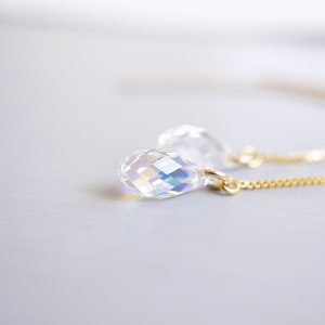 Rainbow Crystal Teardrop Threader Earrings | Austrian Crystal | Gold ...