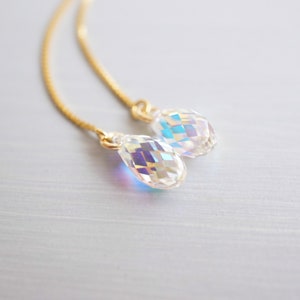 Gold Rainbow Swarovski Crystal Threader Earrings image 2