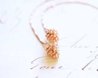 Rose Gold Pinecone Threader Earrings