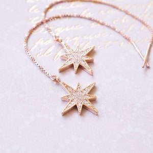 Rose Gold CZ Starburst Earrings