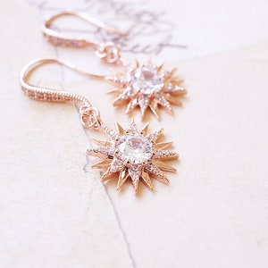 Rose Gold CZ Starburst Earrings