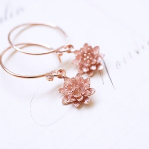 Rose Gold Lotus Flower Earrings