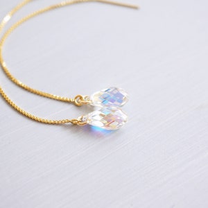 Gold Rainbow Swarovski Crystal Threader Earrings image 4