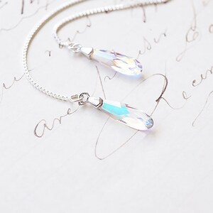 Silver, Rainbow Swarovski Crystal Threader Earrings image 6