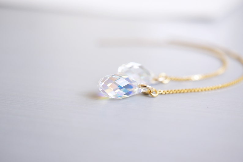 Gold Rainbow Swarovski Crystal Threader Earrings image 3