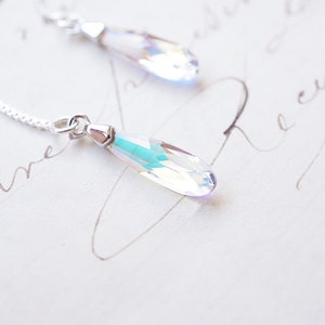 Silver, Rainbow Swarovski Crystal Threader Earrings image 3