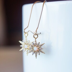 Gold, Opal Starburst Earrings image 8