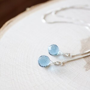 Silver, London Blue Fog Quartz Teardrop Threader Earrings image 8