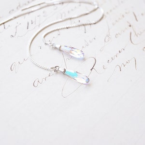 Silver, Rainbow Swarovski Crystal Threader Earrings image 5