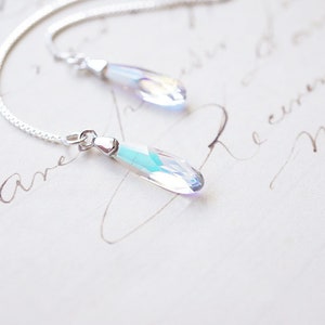 Silver, Rainbow Swarovski Crystal Threader Earrings image 2