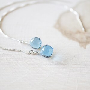 Silver, London Blue Fog Quartz Teardrop Threader Earrings image 3