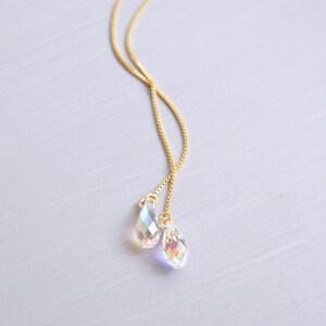 Rainbow Crystal Teardrop Threader Earrings | Austrian Crystal | Gold ...