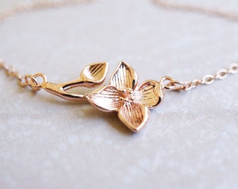 Rose Gold Dogwood Flower Necklace