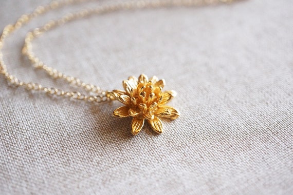 Water Lily necklace, silver - Free delivery