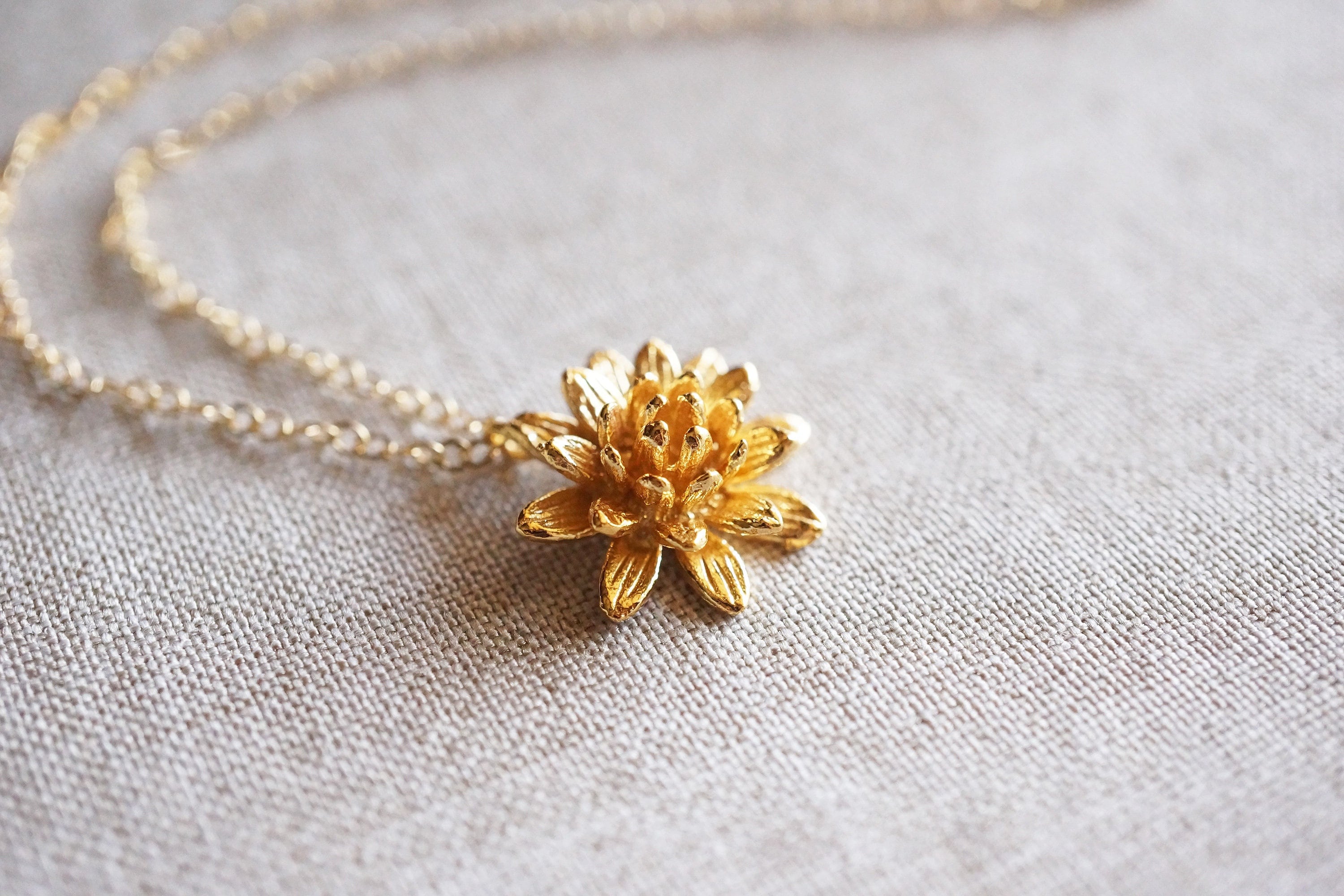 Water Lily Lily Gold Necklace Dainty Water Lily Necklace