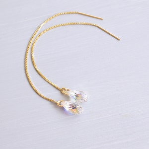 Gold Rainbow Swarovski Crystal Threader Earrings image 5