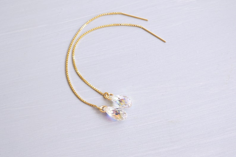Gold Rainbow Swarovski Crystal Threader Earrings image 5