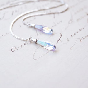 Silver, Rainbow Swarovski Crystal Threader Earrings image 4