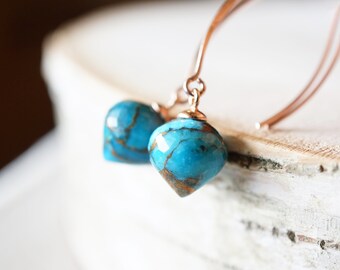 Oyster Turquoise Drop, Rose Gold Earrings