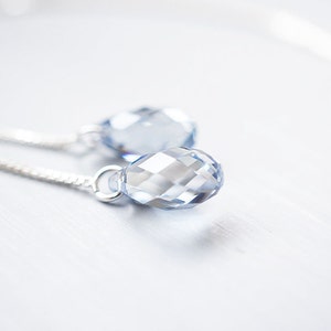 Silver Blue Swarovski Crystal Threader Earrings image 2