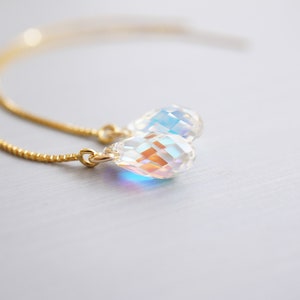 Gold Rainbow Swarovski Crystal Threader Earrings image 8