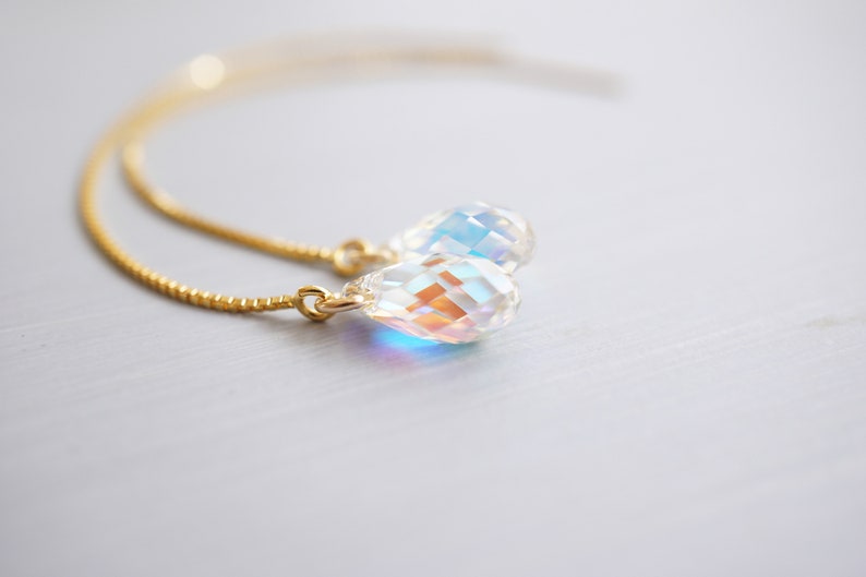 Gold Rainbow Swarovski Crystal Threader Earrings image 8