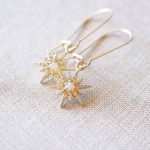 Gold, Opal Starburst Earrings image 7