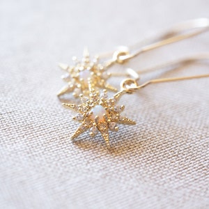 Gold, Opal Starburst Earrings image 6