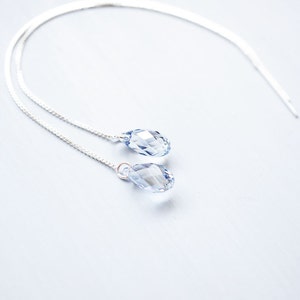 Silver Blue Swarovski Crystal Threader Earrings image 4