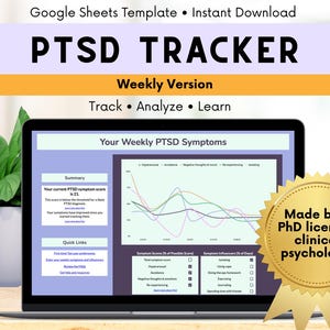 PTSD & Trauma Weekly Symptom Tracking Log - Clinician-Designed Google Sheets Mental Health Spreadsheet Template