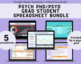 Psychology PhD/PsyD Student Spreadsheet Bundle: Clinical Hours, APPIC, Publication Trackers (Google Sheets Downloads)