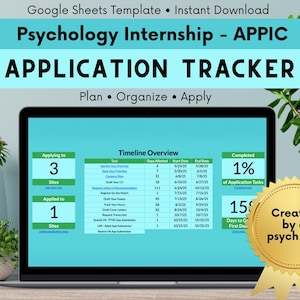 Psych Internship APPIC Application Tracker | Timeline + Dashboard + Program Fit + LOR Tracker | Google Sheets Template