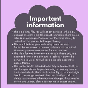 Pode incluir: Um arquivo digital com informa&ccedil;&otilde;es importantes, apresentado em um fundo roxo. O texto branco detalha a natureza digital do arquivo, as restri&ccedil;&otilde;es de uso e a compatibilidade com o Google Sheets.