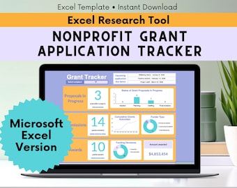 Nonprofit Grant Application Tracking Spreadsheet - Excel Version - With Dashboard, Budget Projection, & Submission Tracker