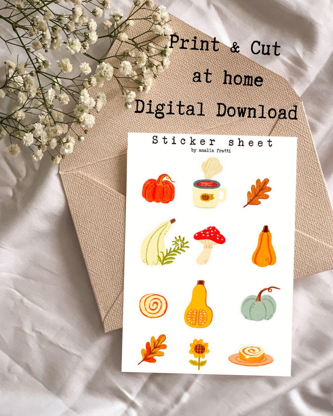 Autumn Cozy Digital Sticker Sheet | Printable Fall Stickers | Instant ...