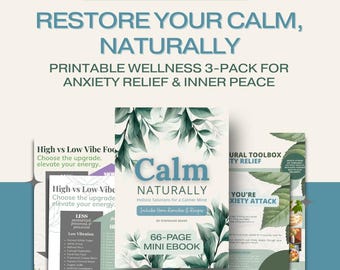 Restore Your Calm, Naturally | Tools for a Clearer Mind & Lighter Mood | Printable Wellness Bundle for Anxiety Relief and Inner Peace