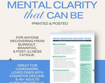 Brain-Boosting Grocery List | Printable Foods for Focus, Memory & Clarity | Digital Download for Cognitive Support