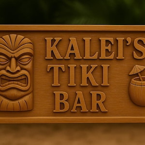 Personalized Tiki Bar Sign | Custom Wooden Tiki Bar Decor | Tropical Home Bar Sign | Outdoor Patio Sign | Luau Party Decor | Island Bar Gift