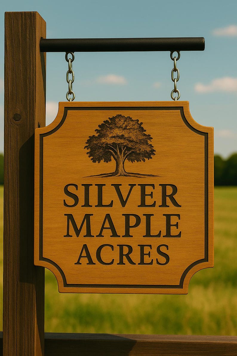 Personalized Wooden Hanging Farm Sign – Deep Engraved Rustic Outdoor ...
