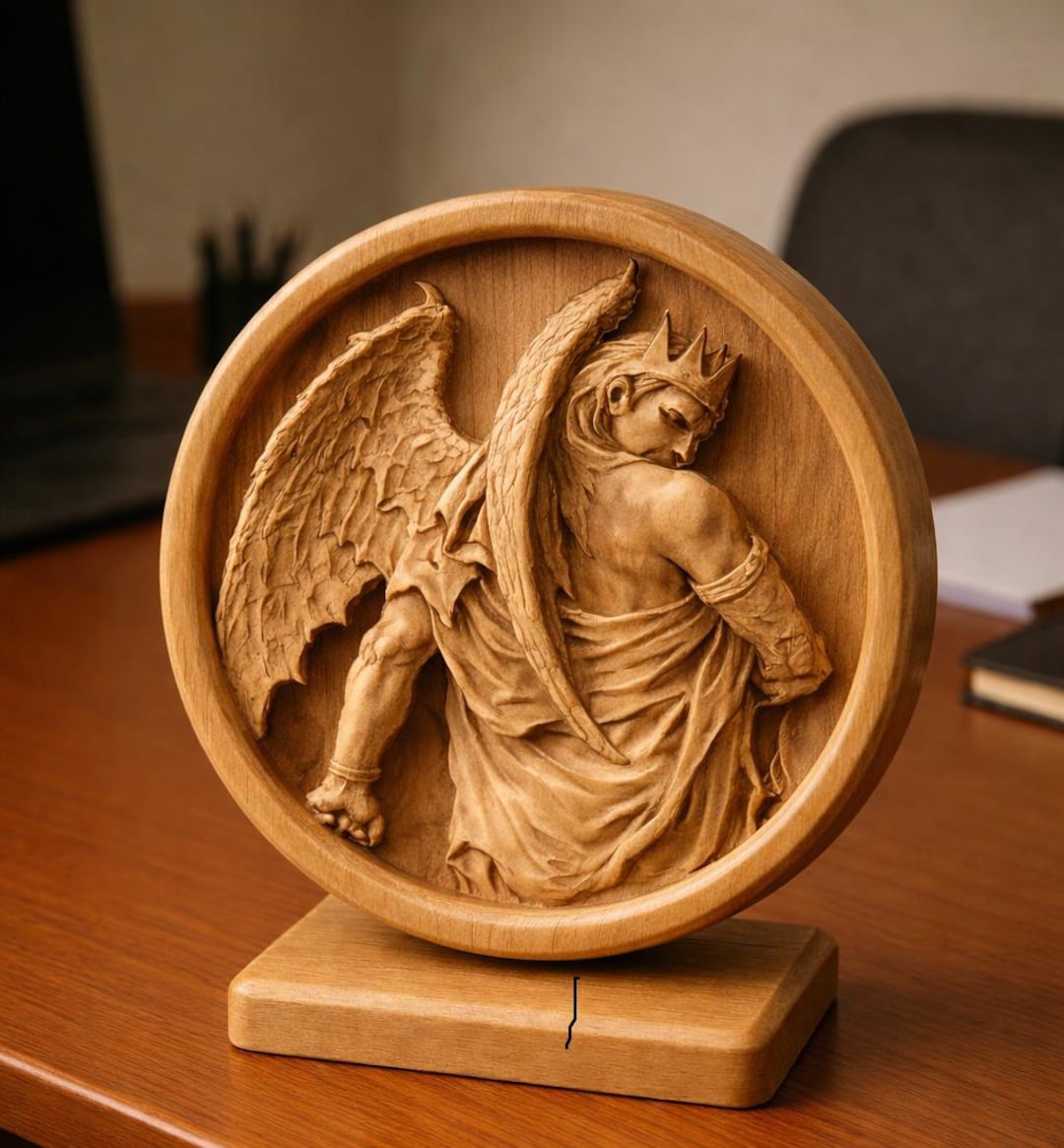 Samael Fallen Angel Wood Sculpture | Archangel Samael | Angel of ...