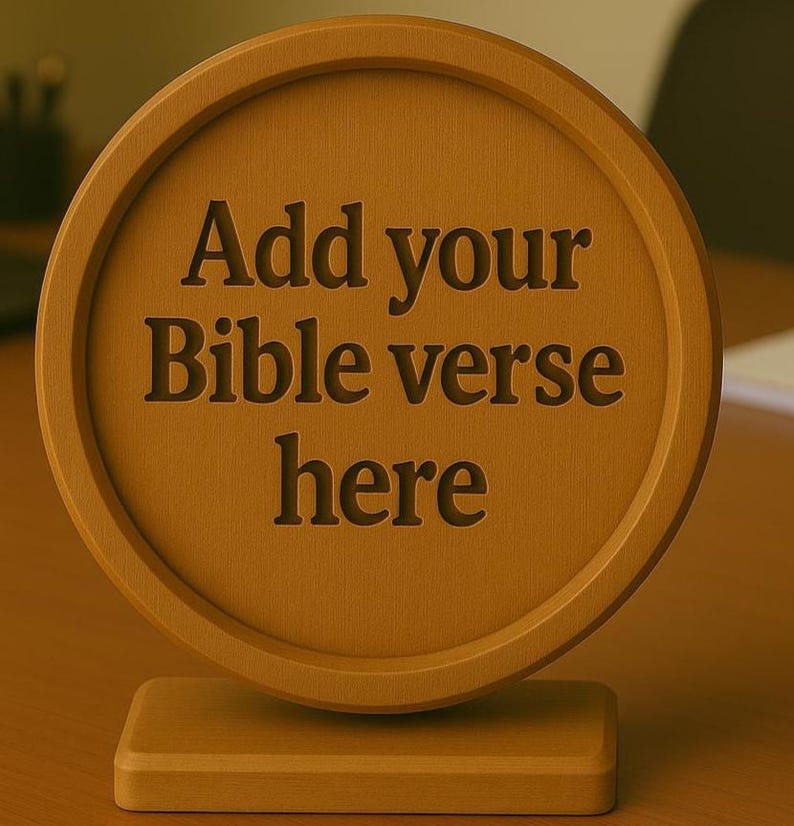 Custom Bible Verse Desk Plaque – Handcrafted Wooden CNC Machined ...