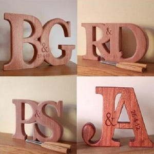 Personalised Custom 200mm tall Wooden Letters WOODEN DECORATIVE LETTERS Freestanding Combined Letters Wedding Decoration Anniversary Gift