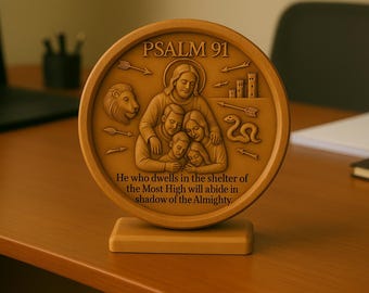 Psaume 91 Verset de la Bible chrétien fait main Cadeau chrétien Cadeau protestant Cadeau pentecôtiste Ecriture sainte sculpture sur bois Décoration en bois pour la maison