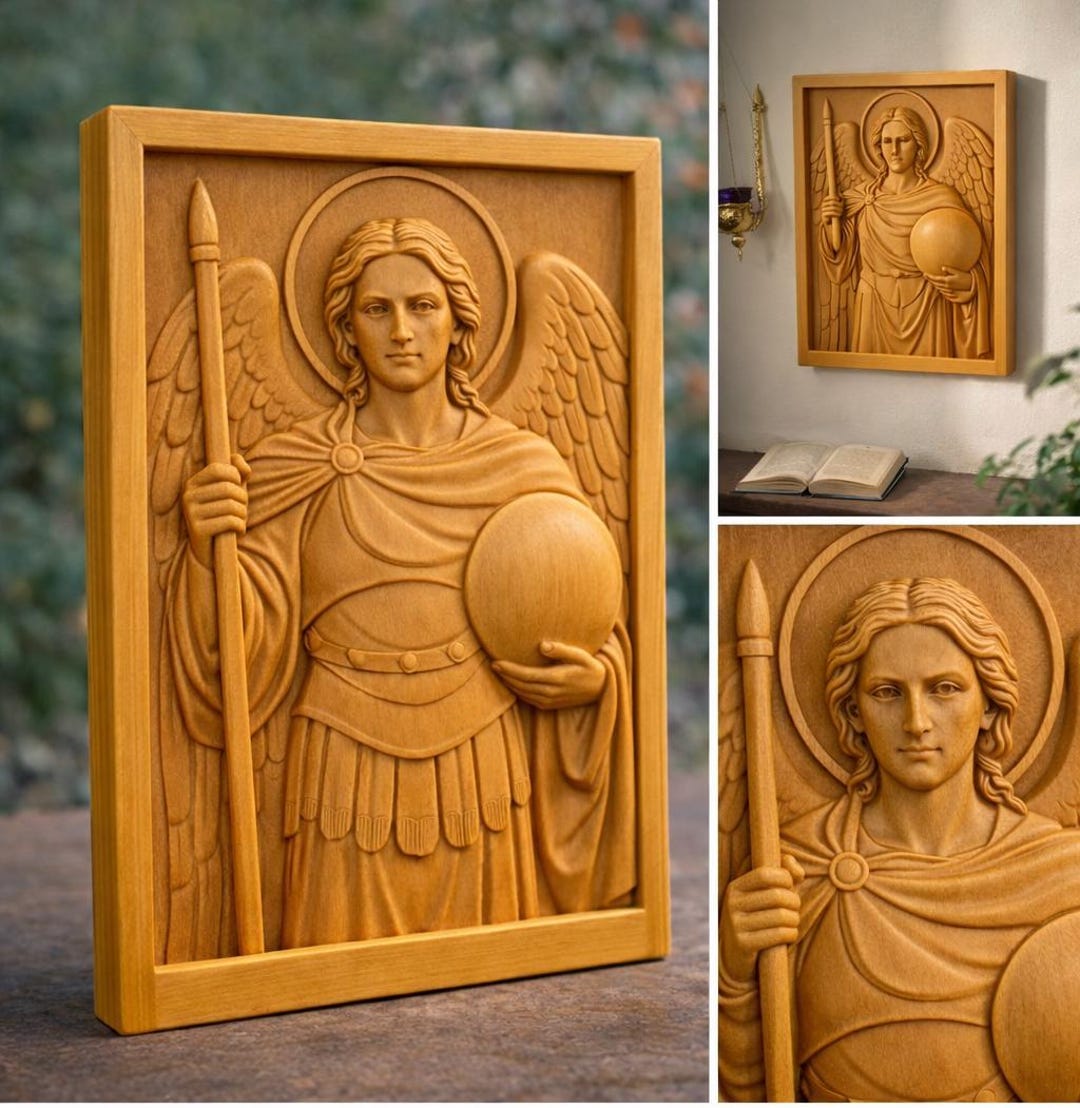 Saint Michael the Archangel Wood Carving – Defender of God’s People ...