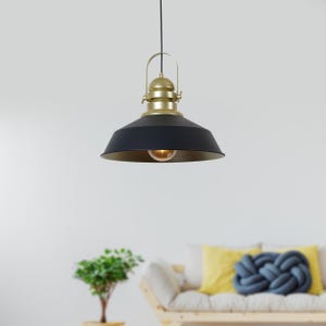 Moderne industriële zwart-gouden hanglamp: verstelbare hanglamp voor keuken-, eetkamer- en loftinrichting