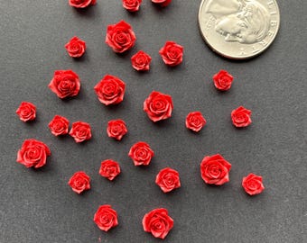 Miniature Resin Roses: Red Rose Embellishments, Fairy Garden Decor