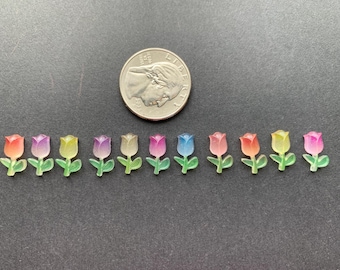 Miniature Tulips: Multicolor Tulip Embellishments, Fairy Garden Decor